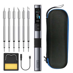 Ensemble de 2 fers à <span class=keywords><strong>souder</strong></span> intelligents FNIRSI HS-02A, 100W, chauffage rapide PD, température réglable, <span class=keywords><strong>portable</strong></span>, USB-C, 6 embouts avec sac - Product Image 1