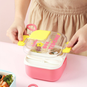 Chất lượng cao nhựa Hộp Ăn Trưa Bento Hộp trẻ em mầm non Snack <span class=keywords><strong>container</strong></span> với muỗng - Product Image 4
