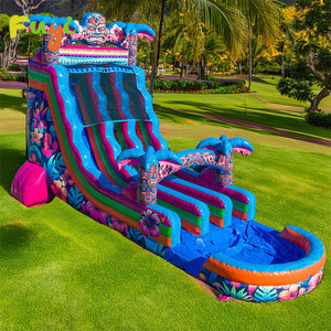 Château gonflable personnalisé pour événements commerciaux en plein air, pour enfants et adultes, avec toboggan aquatique et grande piscine - Product Image 1