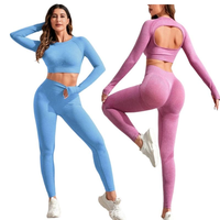 Ensemble de yoga pour femmes, leggings à manches longues, ensemble de fitness pour la salle de sport, vêtements de course, survêtement, tenue de sport, vêtements de yoga push-up