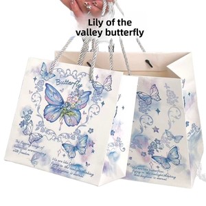 Borsa Tote di Lusso con Motivo Farfalle e Mughetto, Stile Instagram, Grande Capacità, in Cartoncino Bianco Rinforzato - Product Image 4