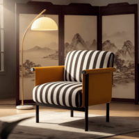 Fauteuil de détente moderne en teck doré, écologique, rembourré en mousse, avec doublure en coton, pour chambre, hôpital, maison, bureau, salle à manger, salon