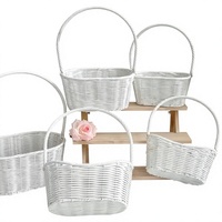 Natuurlijke witte wilgen handgeweven mand met handvat, rustieke minimalistische cadeau- en fruitmand, bruiloft, picknick, huisdecoratie, multifunctioneel