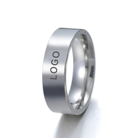 Bague en acier inoxydable ShuoyeW 4/6/8MM, argent, noir, or, simple, brillante, avec logo gravé au laser, bague de base en acier inoxydable, bague de doigt