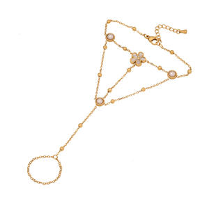 Bracelet chaîne en acier inoxydable avec pendentif œil bleu, chaîne de doigt, chaîne de poignet, forme de squelette, motif floral - Product Image 6