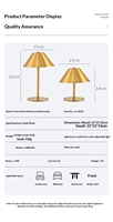 Lampe de table en forme de champignon conique, métal, luminosité réglable, blanc chaud, interrupteur tactile, batterie rechargeable, hôtels, chambres