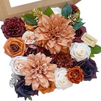 Boîte de fleurs artificielles en soie réalistes DIY - Décoration moderne faite à la main pour mariage, anniversaire, Noël, rentrée scolaire, Thanksgiving, maison