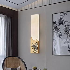 Lampe murale de style Zen tout en cuivre pour salon et chambre à coucher, nouvelle lampe de couloir en marbre émaillé de style chinois - Product Image 3