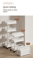 Étagères en plastique multi-niveaux, chariot de rangement pliable avec roues, écologique, cuisine, salon, centre commercial, collations, légumes, fruits
