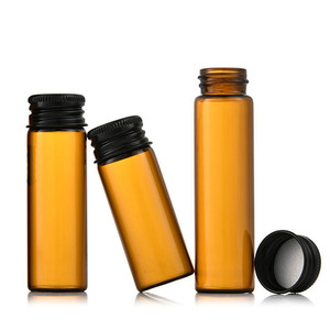 Flacone in <span class=keywords><strong>vetro</strong></span> borosilicato da 22 mm di diametro, vuoto, oscurante, marrone, a prova di luce, con tappo a vite nero, ideale per conservazione - Product Image 2
