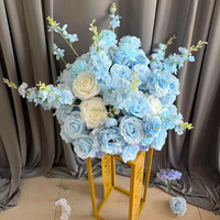 Boule de fleurs artificielle MoKtong de 50 cm, mélange bleu et blanc, pour décoration de mariage, cheminée ou maison