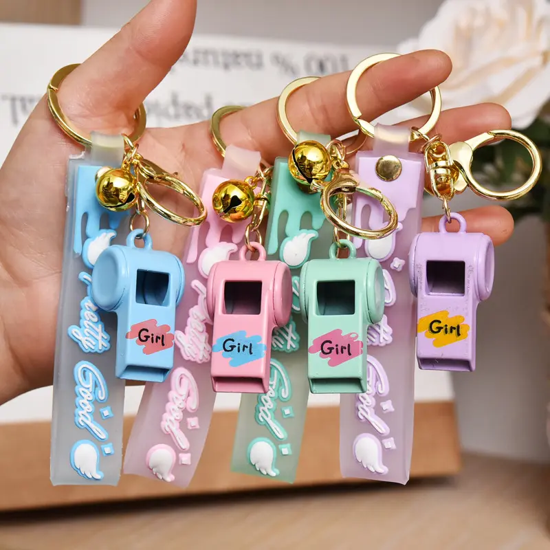 Kreative im Freien hohe Dezibel Pfeife Schlüssel bund Mädchen tragbare Legierung Notfall Survival Whistle Schlüssel bund Tasche Anhänger