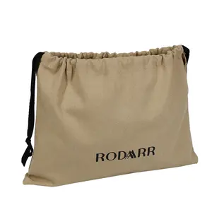 Personalized logo brown fabric canvas cotton dust drawstring bags