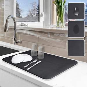 Tapis de cuisine super absorbant, tapis de séchage de vaisselle antidérapant avec dos en caoutchouc, tapis égouttoirs anti-taches pour comptoir - Product Image 1