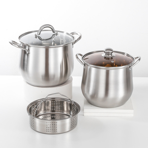 Marmite en acier inoxydable 18/10 avec couvercle en verre trempé, marmite vapeur multifonctionnelle compatible avec tous les types de cuisinières - Product Image 3