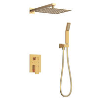 Juego de Ducha Empotrado en Oro Cepillado con Boquillas Antiobstrucción de Fácil Limpieza para Baños de Lujo, Juego de Ducha de Latón