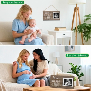 Marco <span class=keywords><strong>de</strong></span> Fotos <span class=keywords><strong>de</strong></span> <span class=keywords><strong>Madera</strong></span> <span class=keywords><strong>de</strong></span> 6 Pulgadas para Ecografía, Recuerdo del Primer Latido del Corazón, Regalo para Futura Mamá, Regalo para el Día <span class=keywords><strong>de</strong></span> la Madre, Regalo para Revelación del Sexo del Bebé - Product Image 2