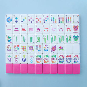 Fichas de Mahjong de Melamina Rosa de Lujo y Duraderas, Personalizadas, 160 Piezas, Plegables, 1.25 Pulgadas, Estilo American Kaleidoscope, para Entretenimiento - Product Image 6