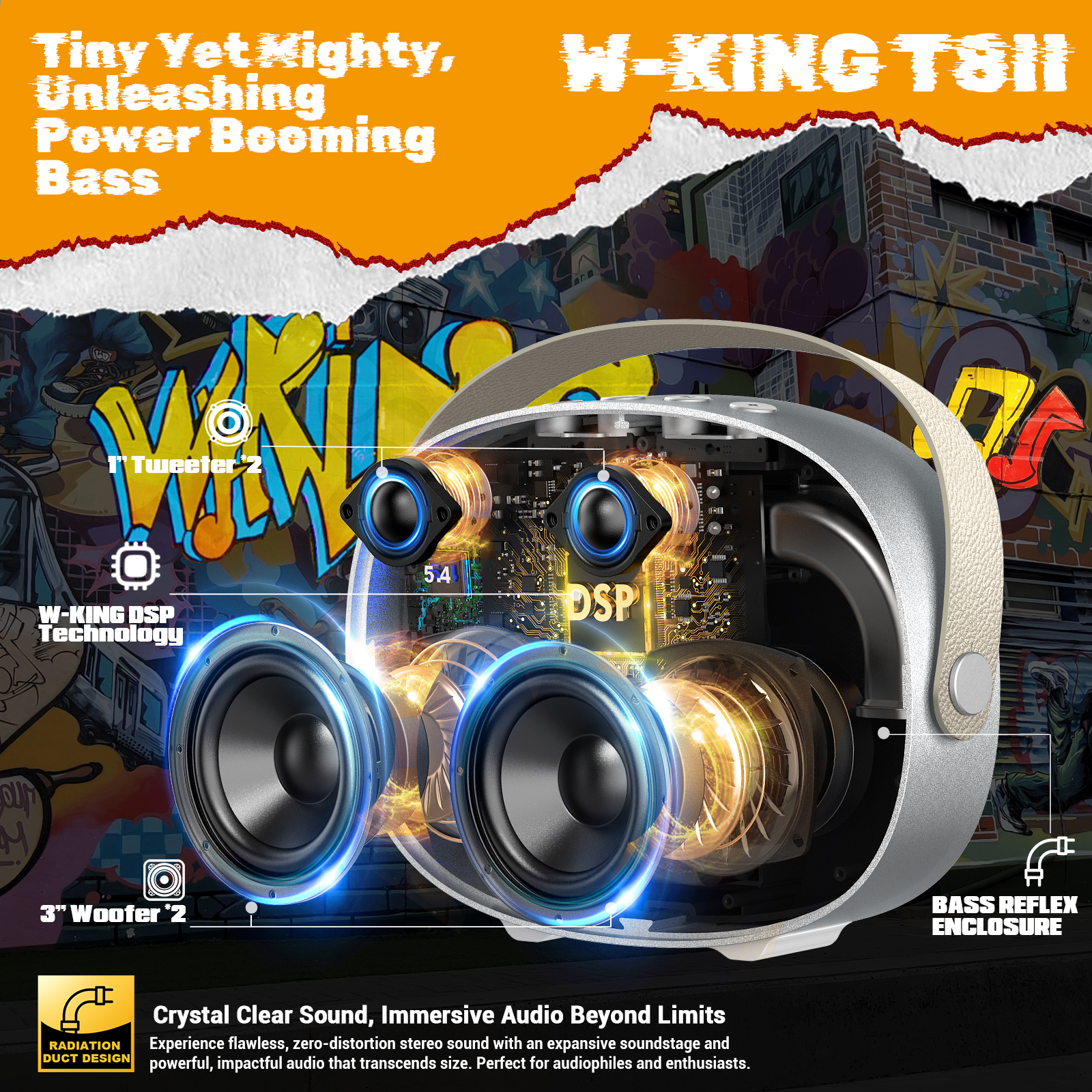 WKing T8II Trending Product Portable Speaker with Heavy Base, Woofer Speaker with TWS and Fast Charging, 40W Bluetooth Speaker · image 3