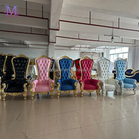 Chaise de mariage européenne à dossier haut en cuir, chaise de roi et de reine, chaises de trône dorées pour événements, banquets, hôtels, salons