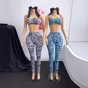 New Women's <strong>Clothing</strong>-Casual Sexy <strong>Tomboy</strong> Leopard Print Halter Top and High-waisted Skinny Shorts Two-piece Set - Product Image 1