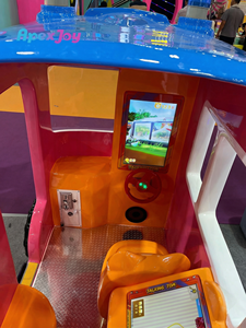 เครื่องเล่นเกม ApexJoy Metal Bus Kiddie Ride แบบหยอดเหรียญ เกมวาดภาพแบบอินเทอร์แอคทีฟ 2 in 1 แบบอาร์เคด ขับรถได้ 2 คน เกมเสริมทักษะ โครงสร้างโลหะ - Product Image 2