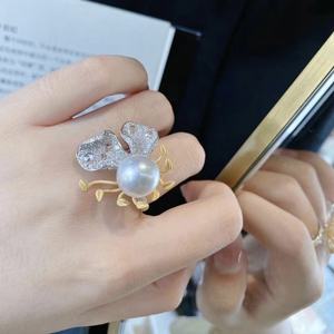 Bague en argent pur S925 à la mode printemps-été avec perle naturelle 10-9MM ronde sans défaut Produit unique et nouveau - Product Image 4