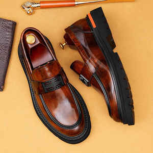 New Trend Men's Genuine Leather Closed Toe Waterproof Lace-Up <b>Shoes</b> British Sporty Style Office & Career Autumn Winter - Product Image 6