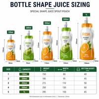 Pochette souple personnalisée à bec verseur de forme spéciale pour jus, sachet à bec verseur, emballage alimentaire en aluminium pour boissons aux fruits