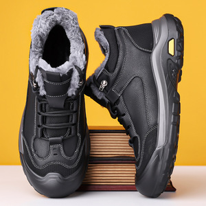 Chaussures d'hiver en coton chaud doublées de polaire pour hommes, chaussures de sport décontractées à lacets, semelle épaisse, antidérapantes, pour pères d'âge moyen et âgés - Product Image 2