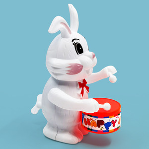 Jouet lapin tambourineur à remonter, 13.5x6cm, en plastique, éducatif pour enfants de 2 à 4 ans - Product Image 1
