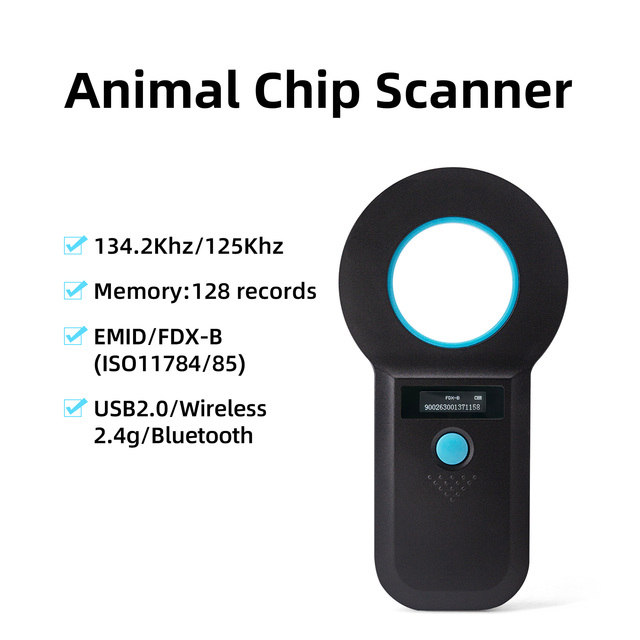 Handheld 134.2kHz RFID Livestock Tag Scanner ISO11784/11785 Protocol USB/Wireless 2.4G/ ABS Material SAH6100 Model