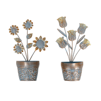 2022 Nordic Style Garten Ornamente Blume Home Craft Metall Kunst Wand dekoration für den Außenbereich