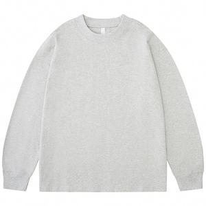 T-shirts à manches longues surdimensionnés avec logo personnalisé OEM, col rond, blanc, 245 g/m², impression sur coton, pour hommes - Product Image 5