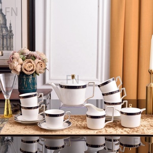 Luxury B Series 15-Piece Ceramic Tea Set Bone Porcelain Tea Pot Cup and Saucer Set - Product Image 1