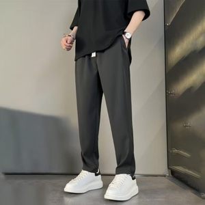 Support personnalisation d'un article été mode tendance lâche hommes pantalons décontractés Cool couleur unie polyvalent jambe droite <span class=keywords><strong>pantalon</strong></span> - Product Image 4