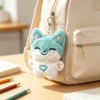 Porte-clés en peluche animal mignon de 10 cm, vente en gros, design original, renard bleu et blanc avec empreinte de patte