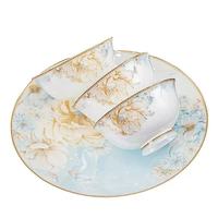 Service de table en porcelaine fine à motif floral pivoine, bord doré, vaisselle ronde en céramique, compatible lave-vaisselle et micro-ondes, pour usage quotidien