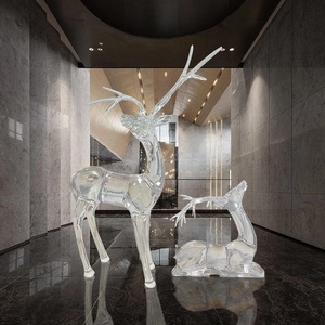 Sculpture de cerf en résine transparente de luxe léger, installation artistique pour l'entrée d'hôtels et de clubs, personnalisable, Chine - Product Image 3