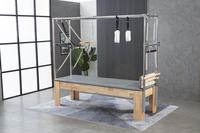 Nouveau Reformer de Pilates Professionnel Portable en Bois de Chêne Massif, Table d'Entraînement de Yoga Multifonctionnelle pour la Santé