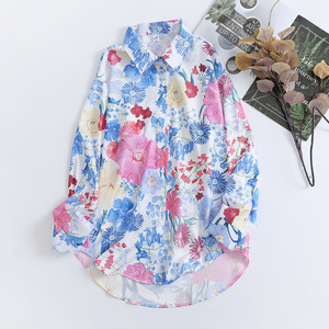 Chemisier en mousseline à manches longues Yuhong Spring pour femme, coupe ajustée, imprimé floral, avec manches cloche - Product Image 4