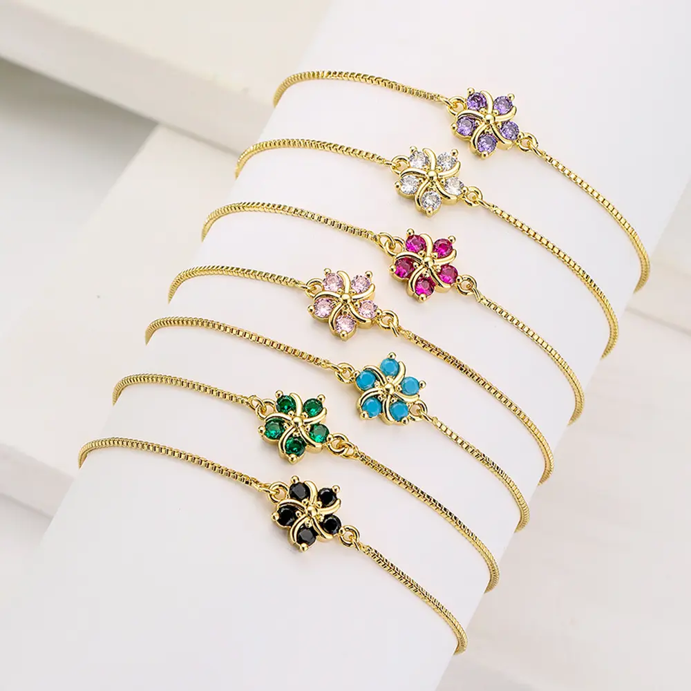 New Design Hot Sale Fashionable Crystal Flower Charm Personality Bracelets Jewelry