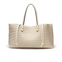 Sac fourre-tout d'épaule pour femme, grande capacité, en polyester tissé à la main, avec double anse et fermeture à cordon, élégant et polyvalent, idéal pour les trajets quotidiens