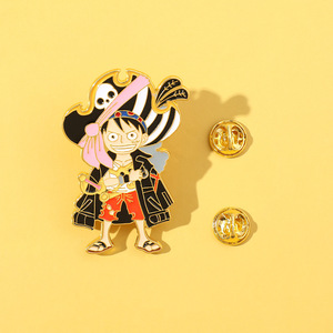เข็มกลัดลายการ์ตูนวันพีชเข็มกลัดโลหะ Lufei ลายเซเลอร์คิงโซโล่เข็มกลัดเคลือบโลหะ - Product Image 4