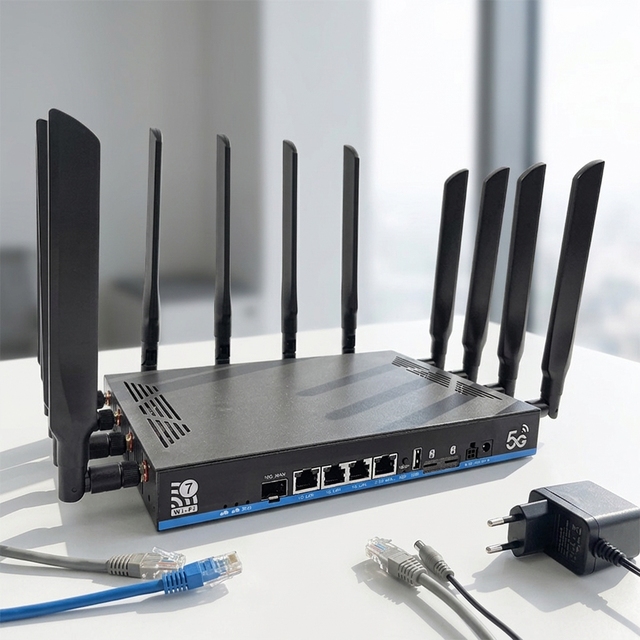 Wholesale Enterprise BE19000 Wireless WiFi 7 Router with Dual 5G SIM Slot 10G Fiber Port Tri Band 19000Mbps OEM 5G WiFi Router