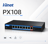 Extensor PoE Gigabit de 7 Puertos Hinet 802.3bt, Entrada 7x PoE+ 30W, Salida 100m, Repetidor Ethernet con Protección Contra Sobretensiones para Cámaras IP y Redes