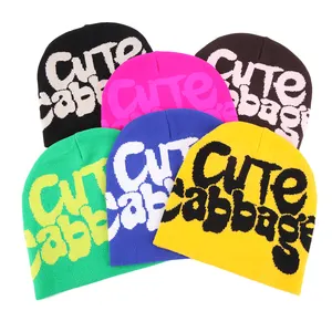 Bonnets avec logo personnalisé imprimé partout femmes hommes Y2K hiver tête de mort crochet tricot jacquard bonnet chapeaux