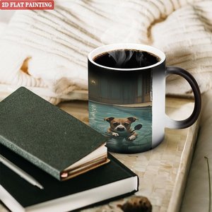 Frosted Black 11oz <b>Ceramic</b> Heat Color Changing Magic Mug Wedding Birthday Party Favor <b>Cup</b> - Product Image 3