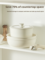 Ensemble de cuisine complet en granit 4 pièces, durable et léger, comprenant une poêle antiadhésive, un wok, une casserole, amovible et résistant à la chaleur