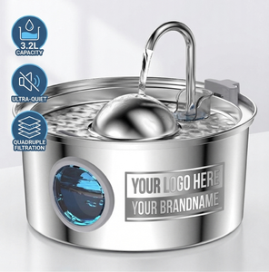 Fontaine à eau pour animaux de compagnie 3,5 L en acier inoxydable, distributeur d'eau pour chat et chien, rechargeable, écologique, en promotion - Product Image 1
